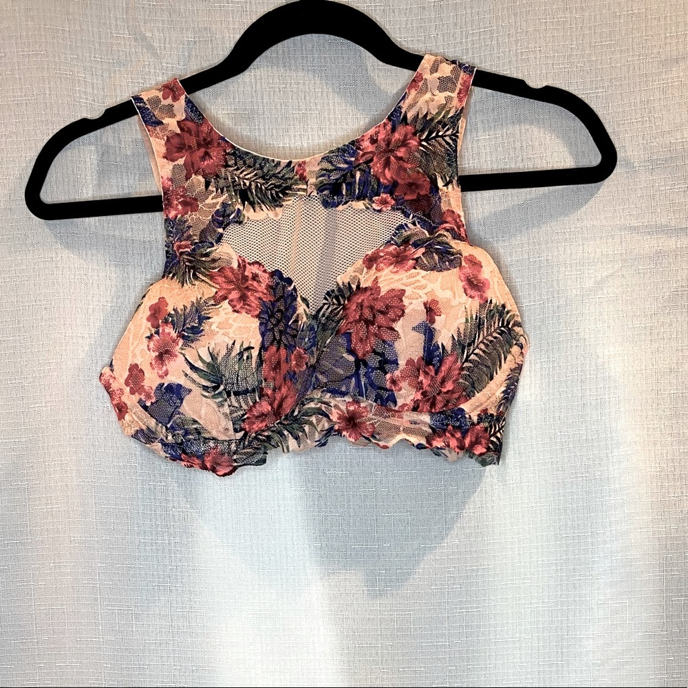 PINK Floral Mesh Bra/Top